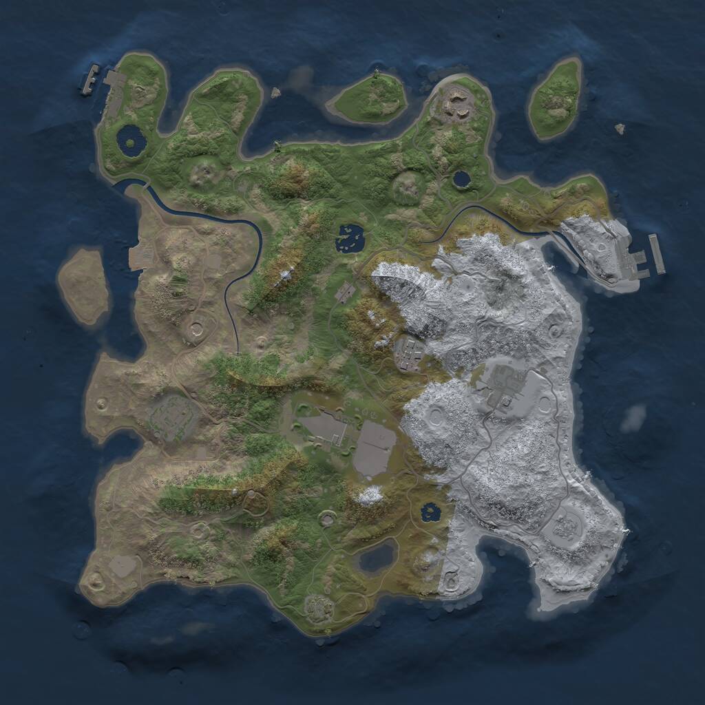 Rust Map: Procedural Map, Size: 3500, Seed: 595075999, 12 Monuments