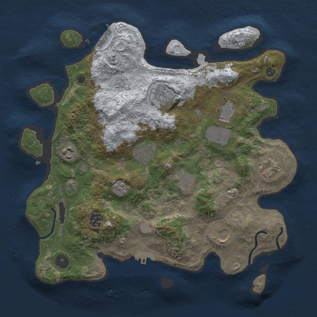 Rust Map: Procedural Map, Size: 3500, Seed: 47366097, 18 Monuments