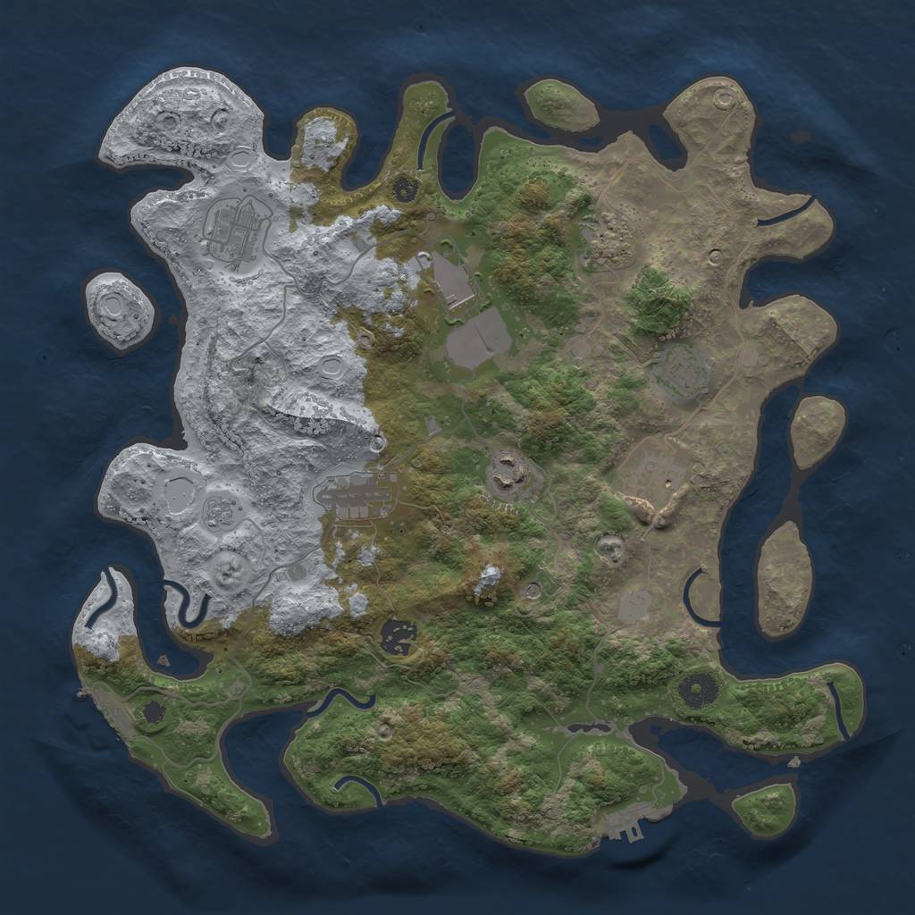 Rust Map: Procedural Map, Size: 3700, Seed: 630535660, 17 Monuments