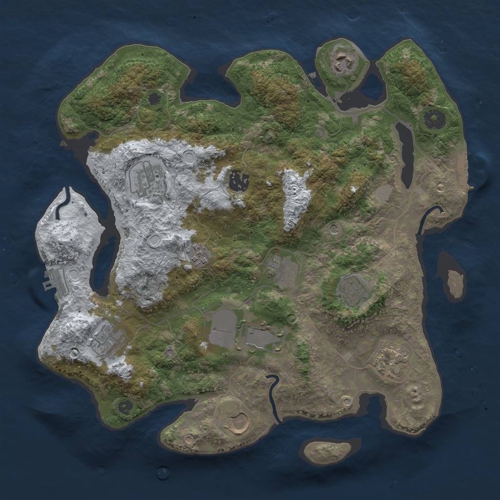 Rust Map: Procedural Map, Size: 3500, Seed: 5600874, 18 Monuments