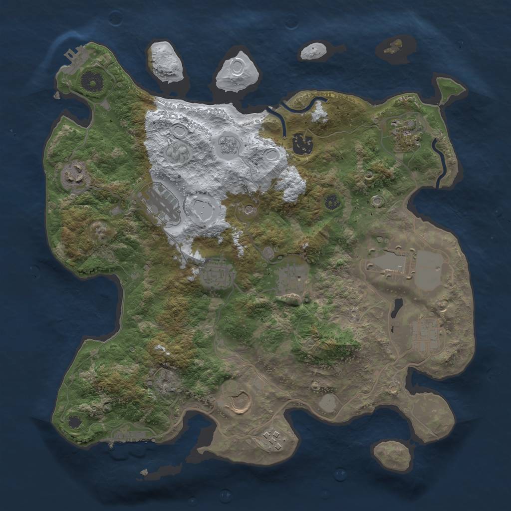 Rust Map: Procedural Map, Size: 3500, Seed: 275788839, 19 Monuments