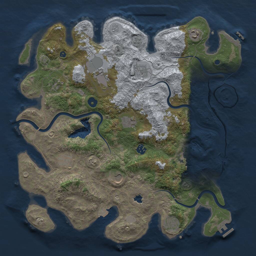Rust Map: Procedural Map, Size: 4000, Seed: 493486, 16 Monuments