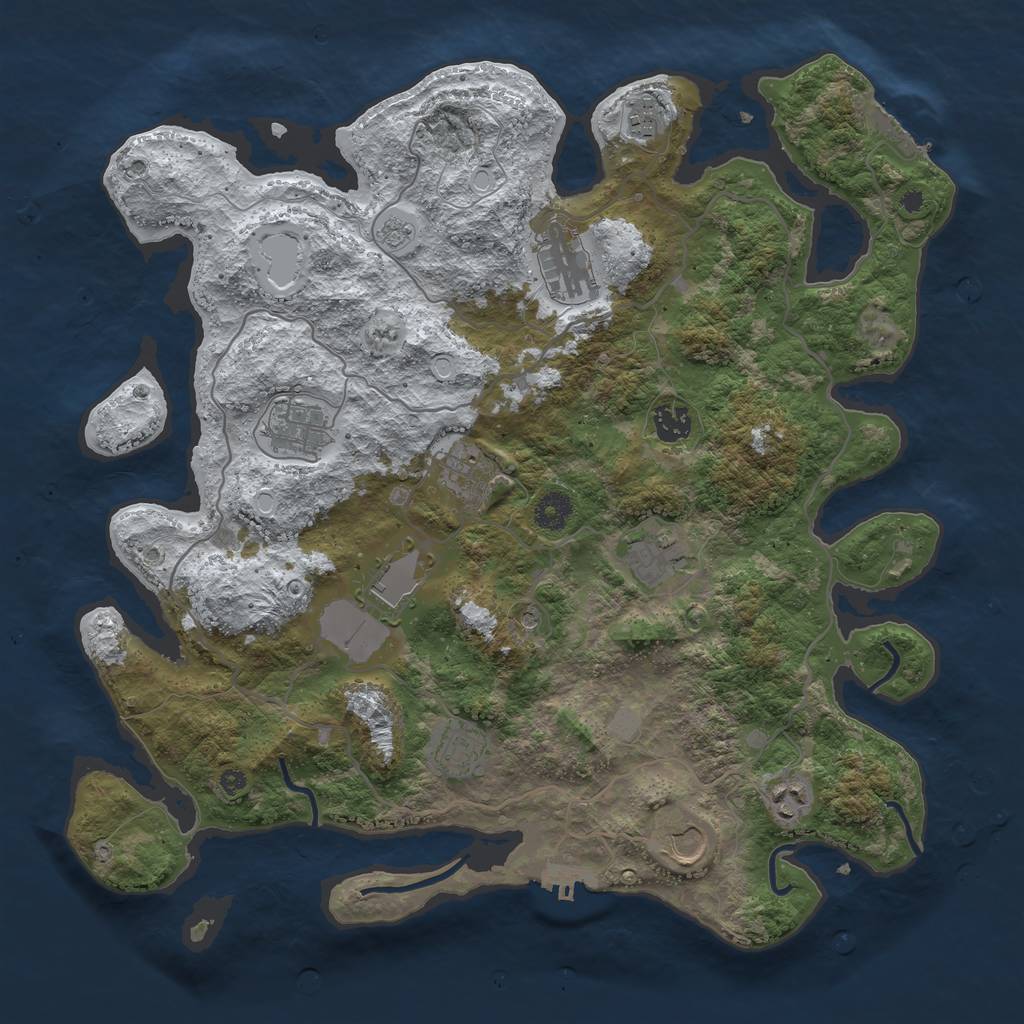 Rust Map: Procedural Map, Size: 4000, Seed: 594364, 19 Monuments