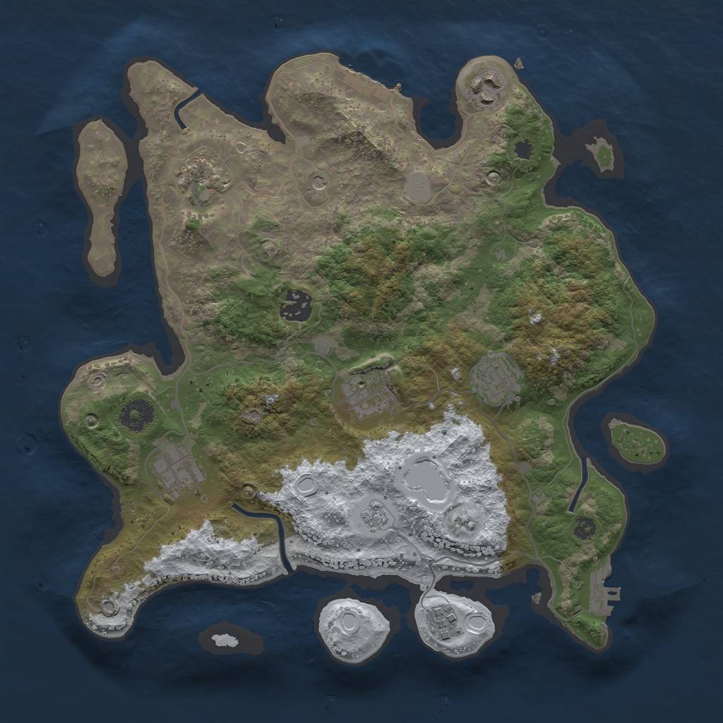 Rust Map: Procedural Map, Size: 3300, Seed: 447306721, 16 Monuments
