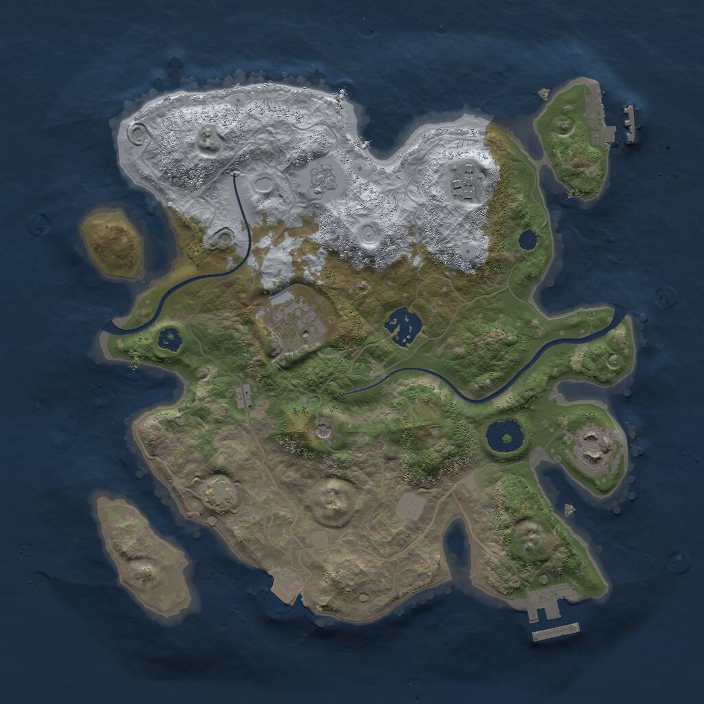 Rust Map: Procedural Map, Size: 3000, Seed: 27267, 10 Monuments