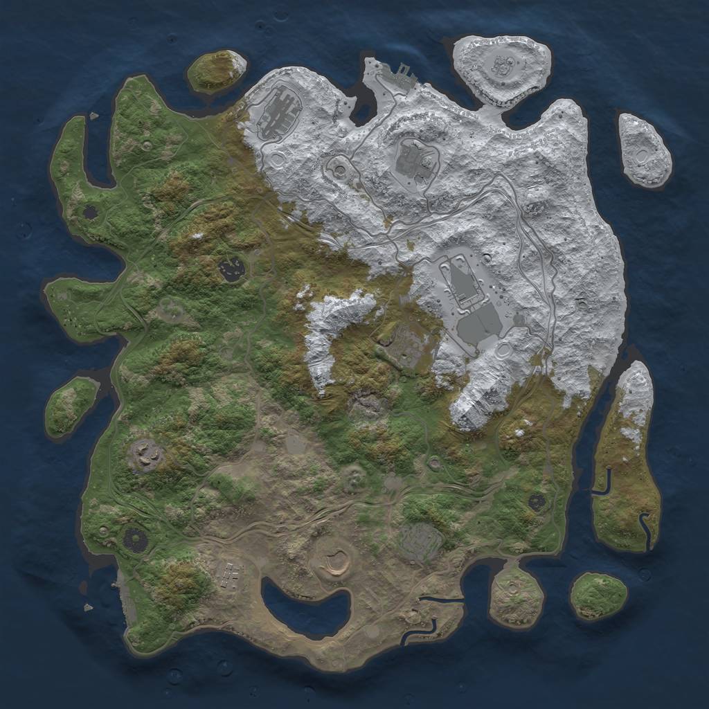 Rust Map: Procedural Map, Size: 4250, Seed: 1129764426, 18 Monuments