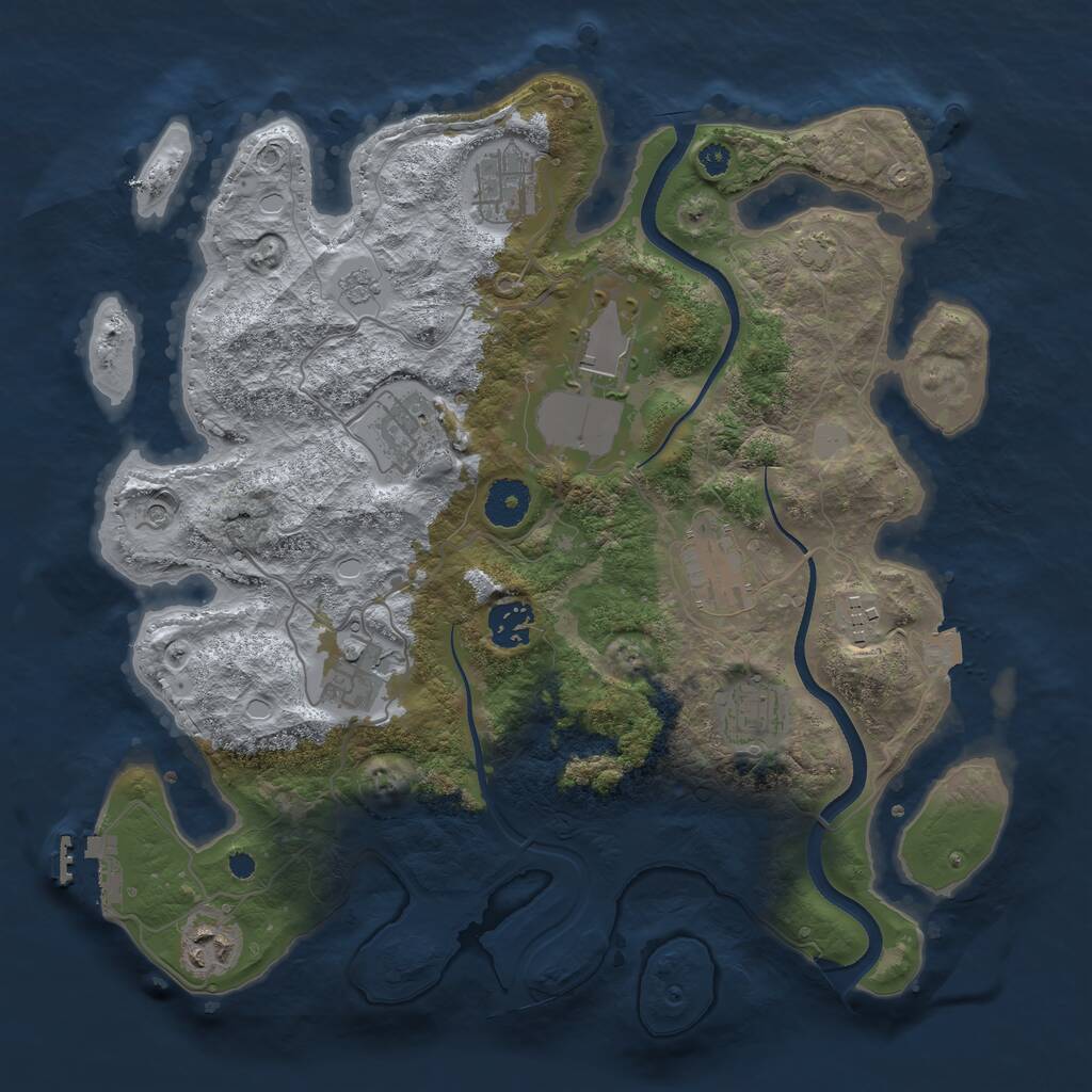 Rust Map: Procedural Map, Size: 3500, Seed: 186573, 14 Monuments