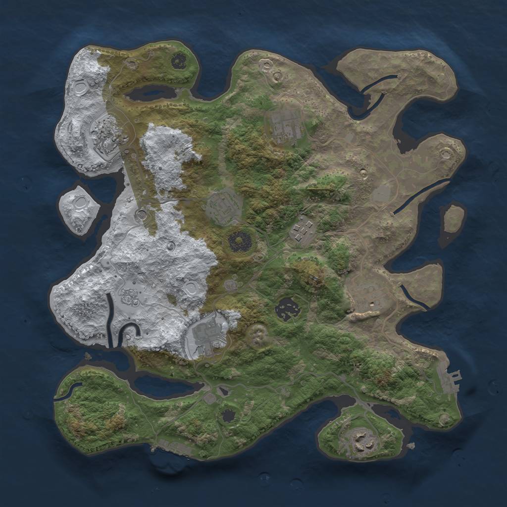 Rust Map: Procedural Map, Size: 3300, Seed: 186002567, 17 Monuments