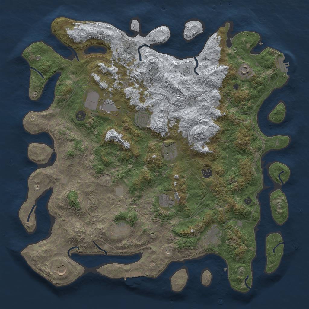 Rust Map: Procedural Map, Size: 4500, Seed: 1328354795, 19 Monuments