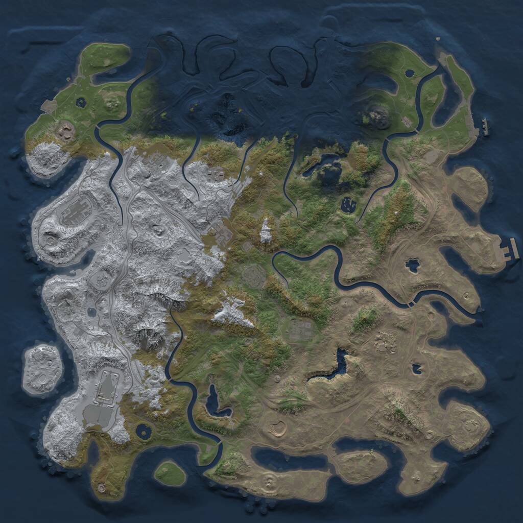 Rust Map: Procedural Map, Size: 5000, Seed: 832869593, 17 Monuments