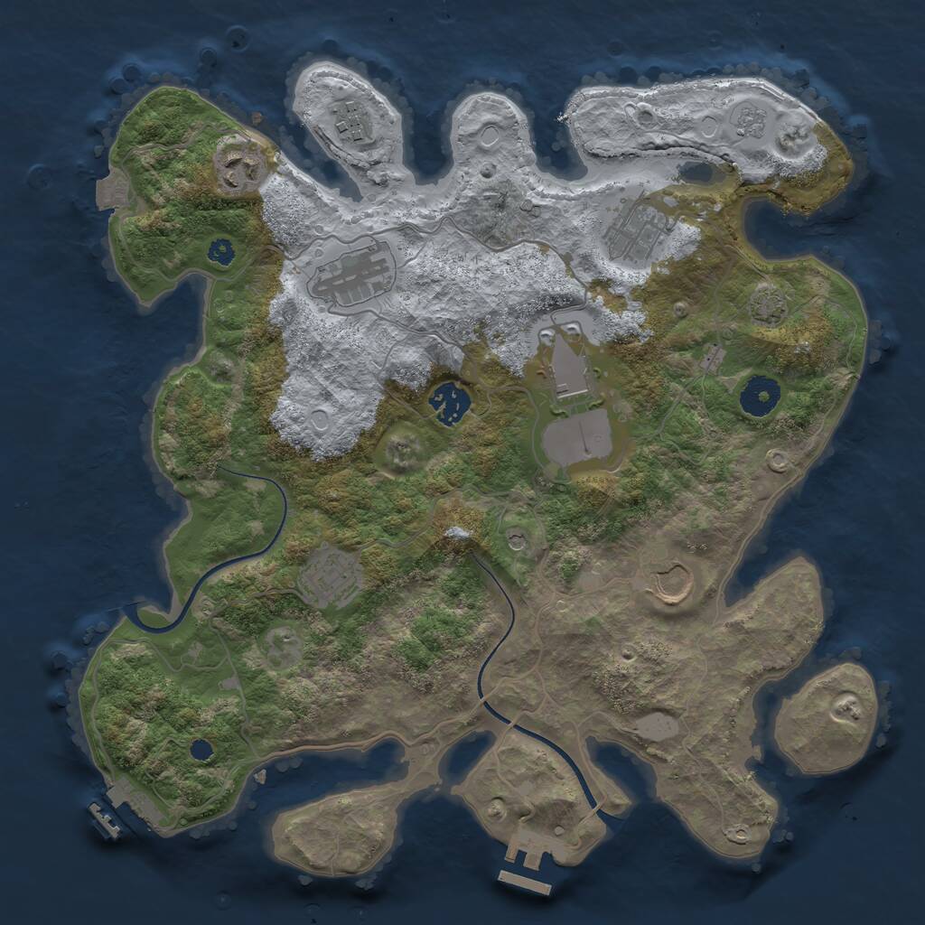 Rust Map: Procedural Map, Size: 3500, Seed: 32574, 14 Monuments