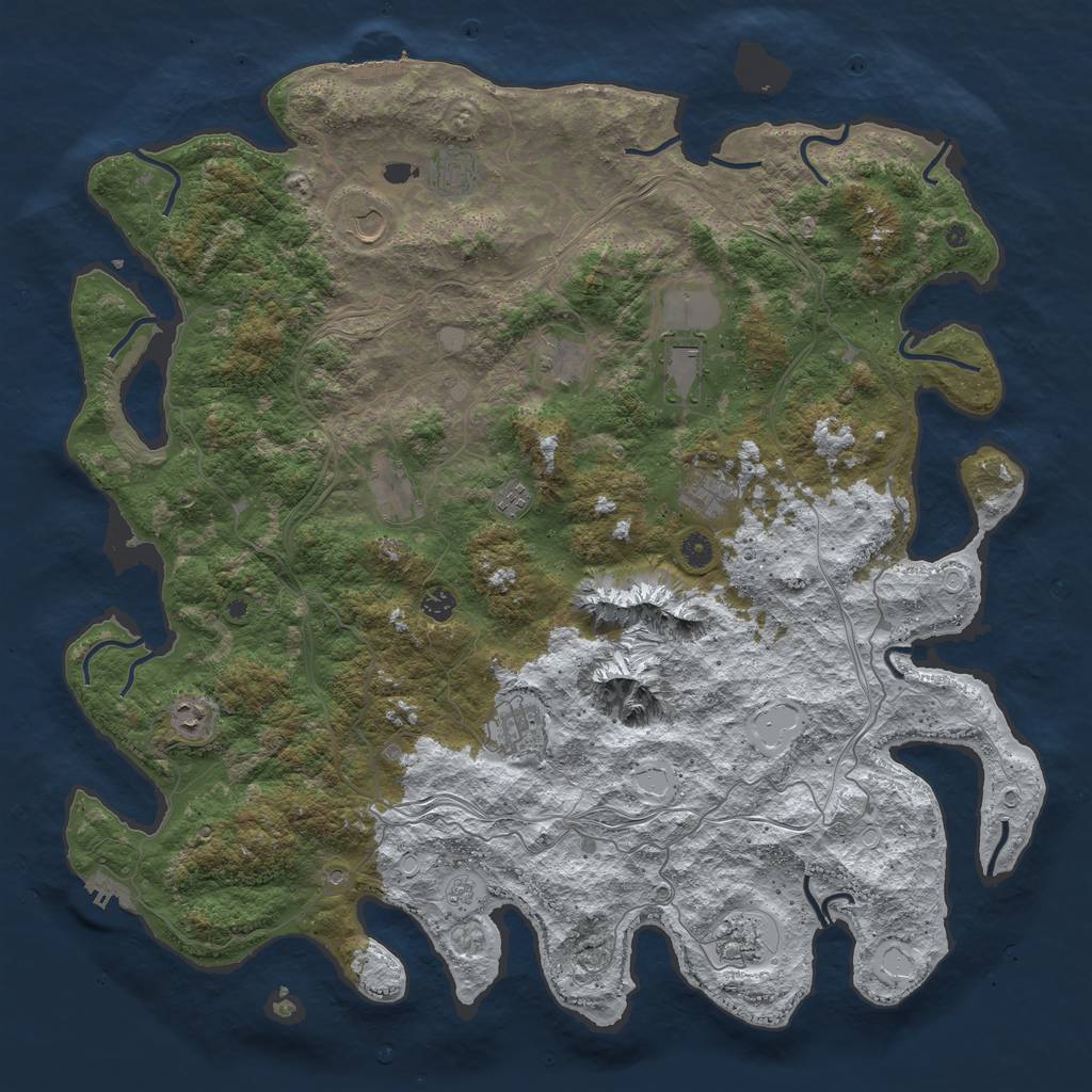 Rust Map: Procedural Map, Size: 5000, Seed: 1305712947, 20 Monuments
