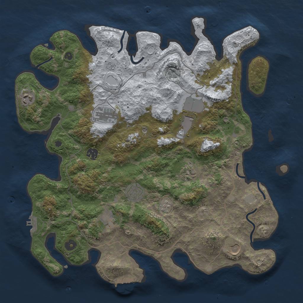 Rust Map: Procedural Map, Size: 4000, Seed: 543435644, 18 Monuments