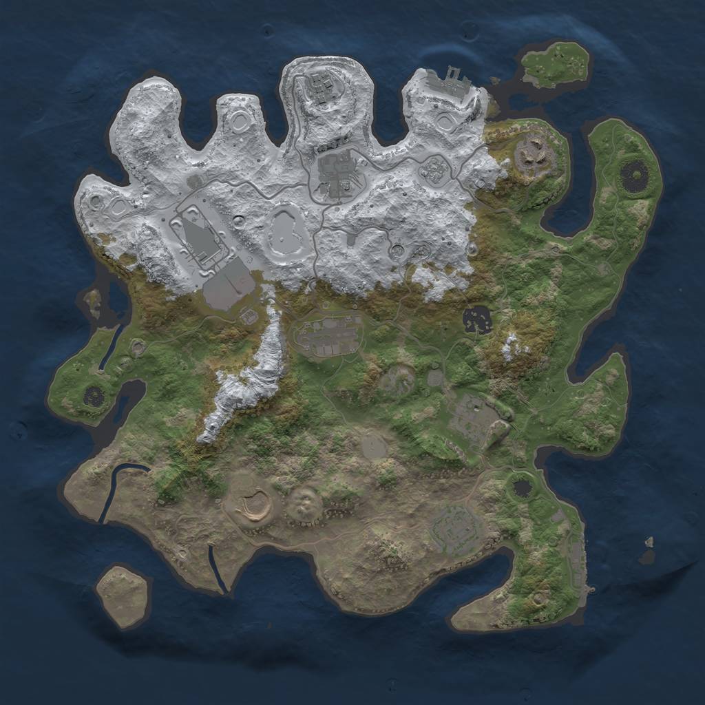 Rust Map: Procedural Map, Size: 3500, Seed: 38303947, 18 Monuments