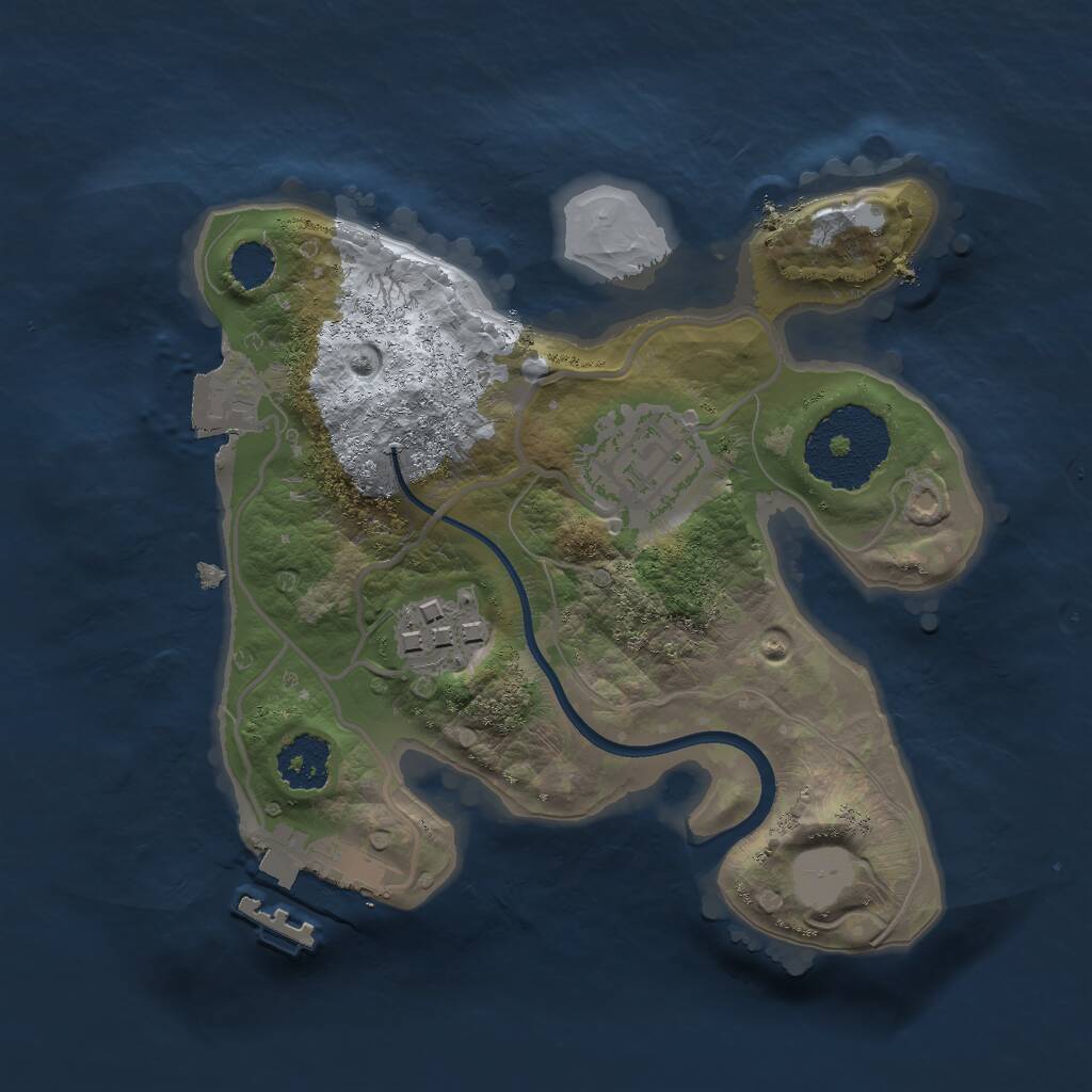 Rust Map: Procedural Map, Size: 2000, Seed: 543435644, 4 Monuments