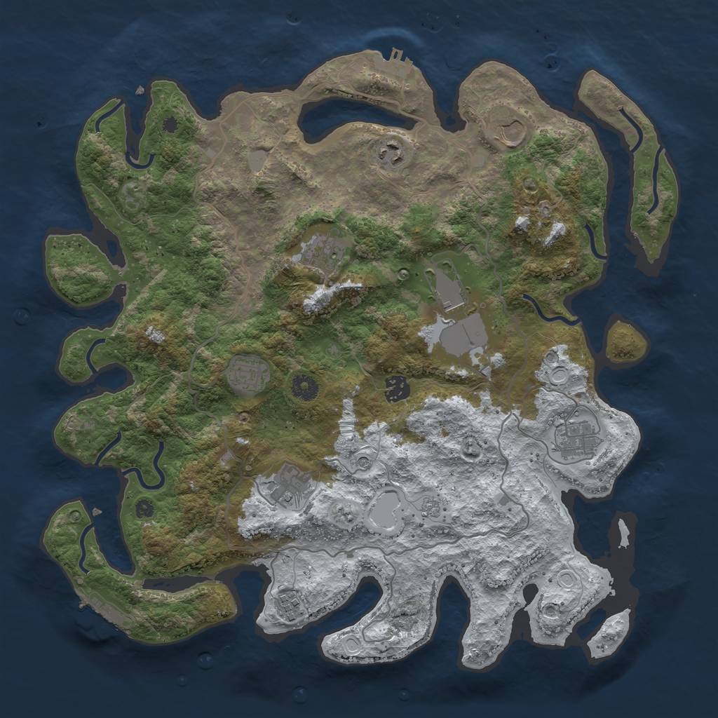 Rust Map: Procedural Map, Size: 4000, Seed: 902422, 18 Monuments