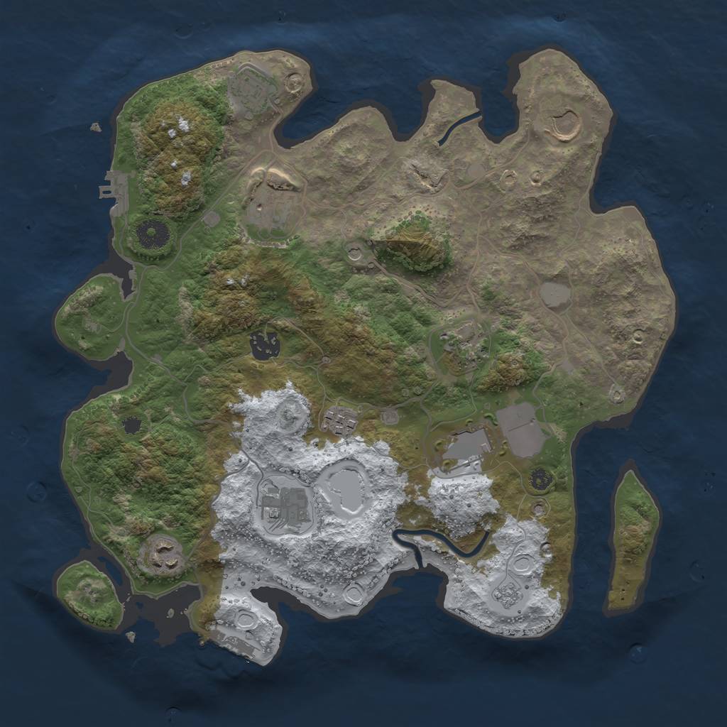 Rust Map: Procedural Map, Size: 3500, Seed: 1613, 18 Monuments