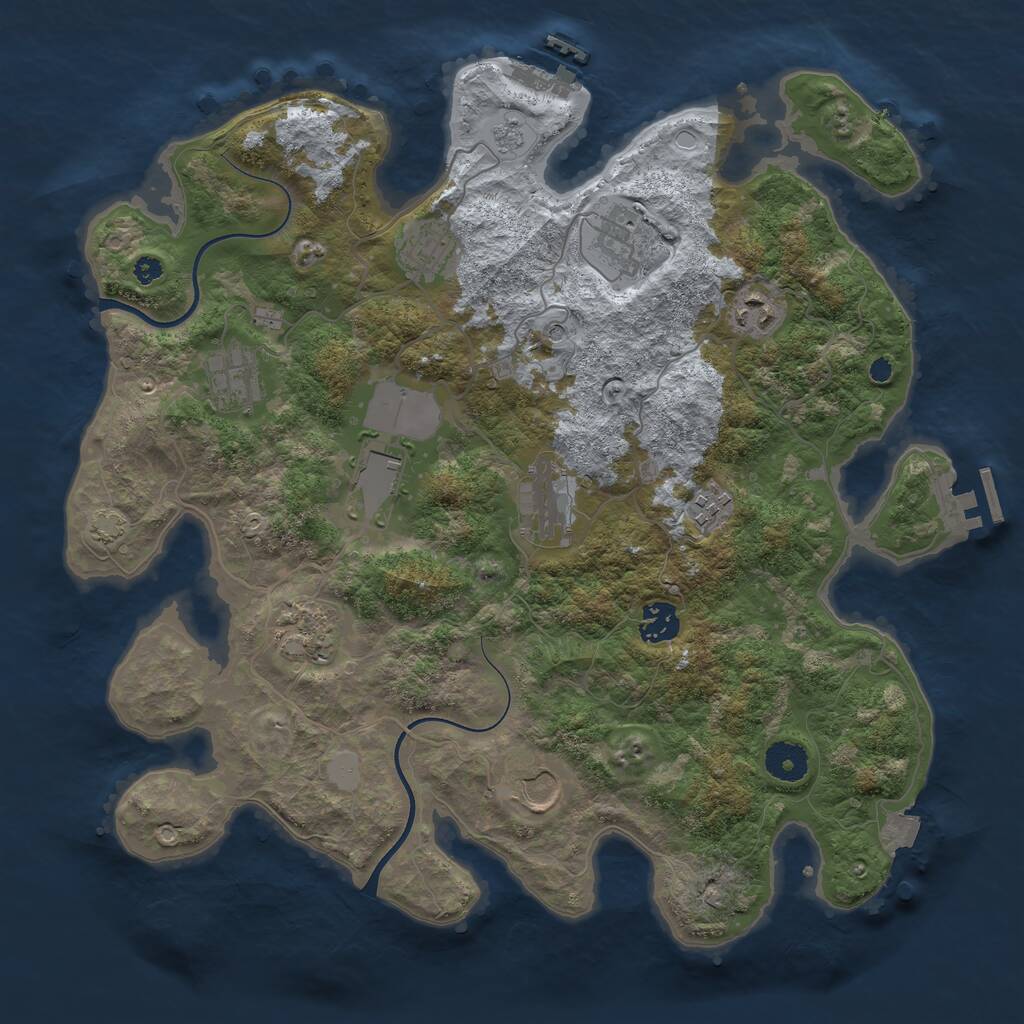 Rust Map: Procedural Map, Size: 3700, Seed: 1170864749, 16 Monuments