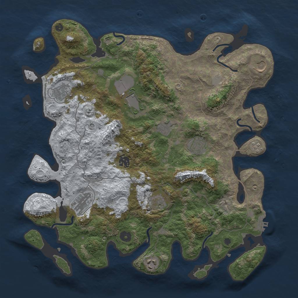 Rust Map: Procedural Map, Size: 4000, Seed: 728769, 18 Monuments