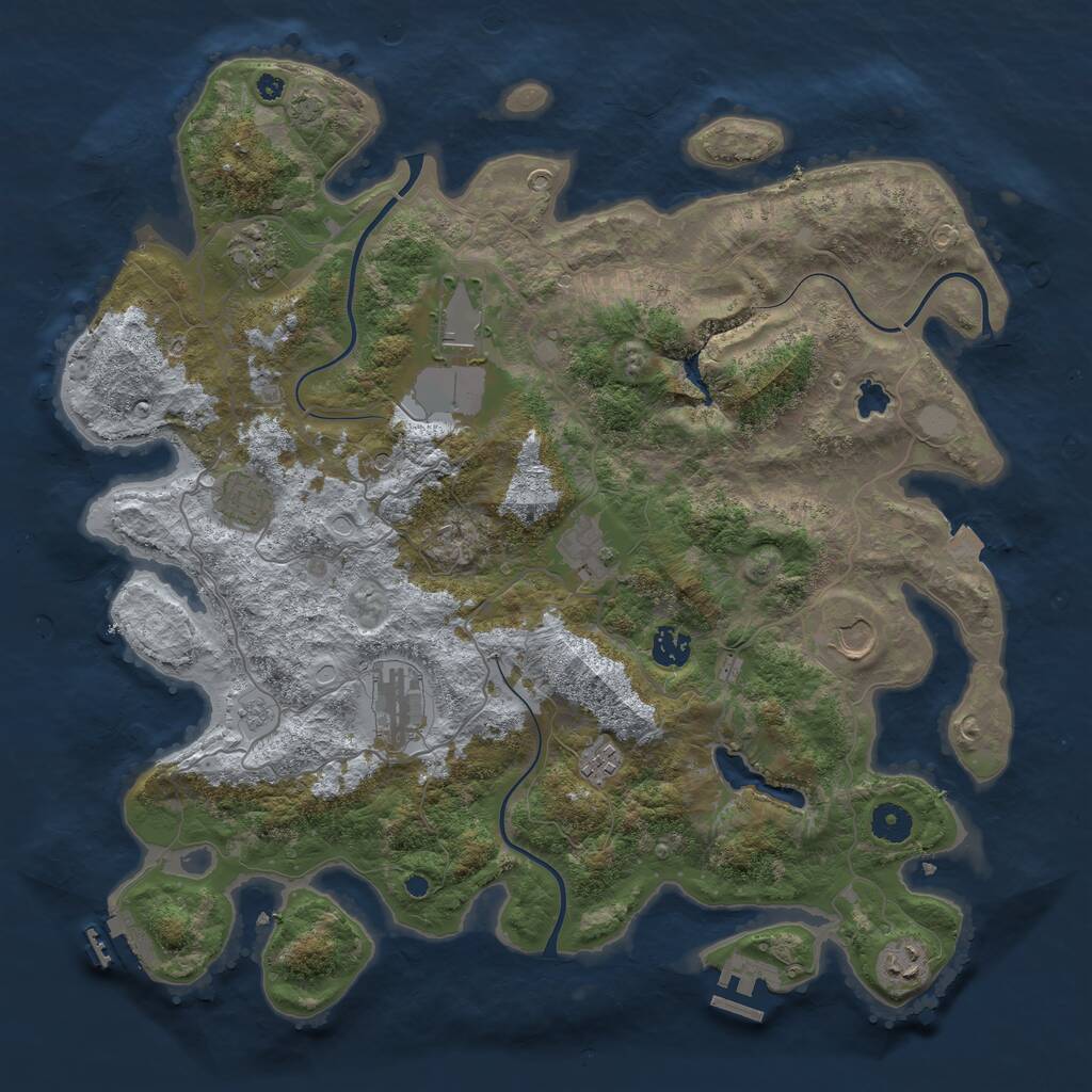 Rust Map: Procedural Map, Size: 4096, Seed: 474833627, 15 Monuments