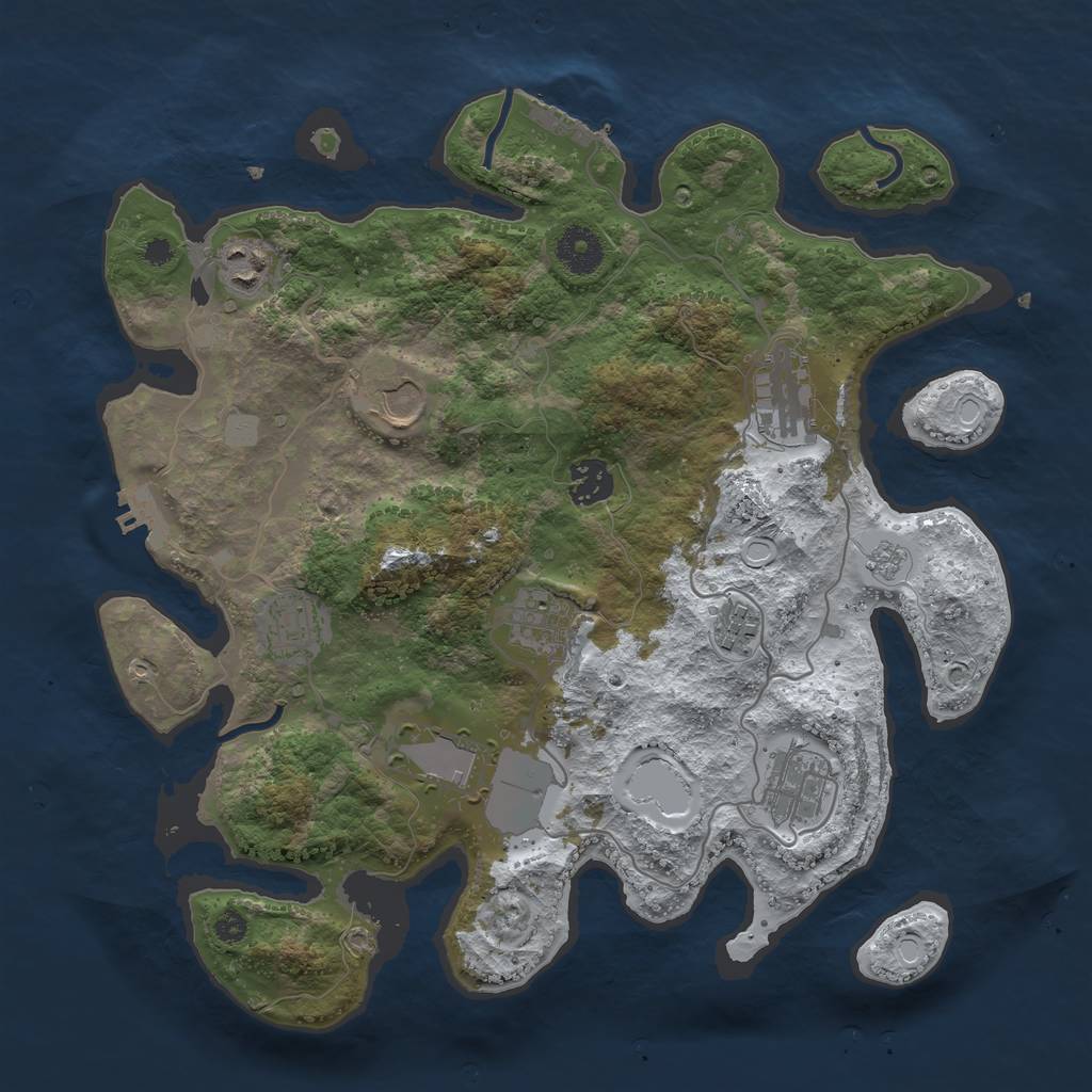 Rust Map: Procedural Map, Size: 3500, Seed: 1995292, 17 Monuments