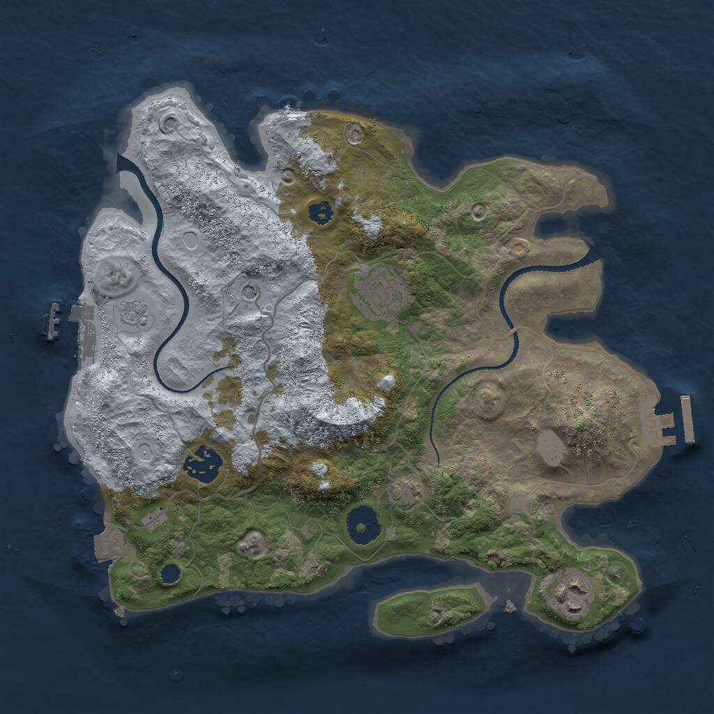 Rust Map: Procedural Map, Size: 3000, Seed: 2862, 9 Monuments