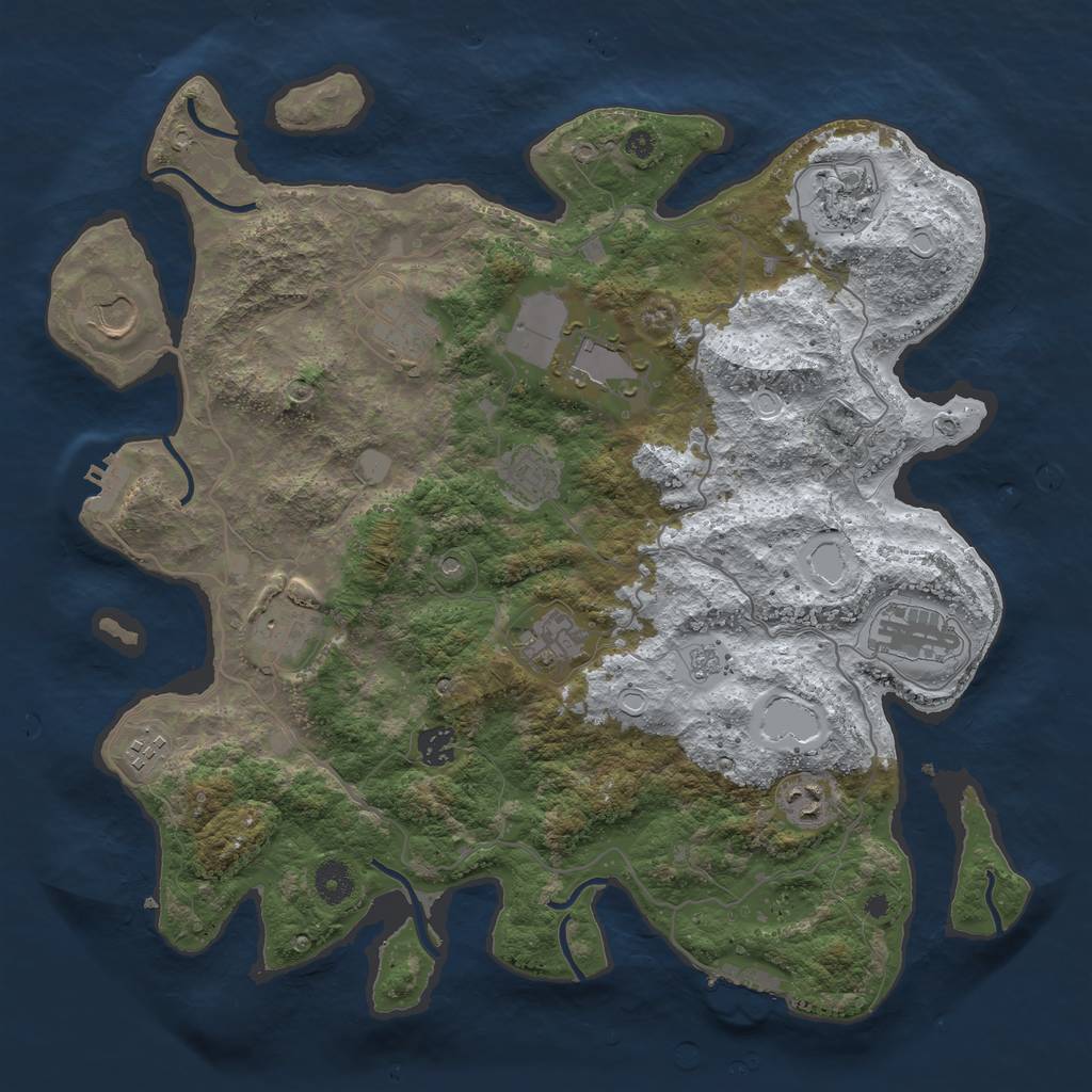 Rust Map: Procedural Map, Size: 4000, Seed: 123923145, 20 Monuments