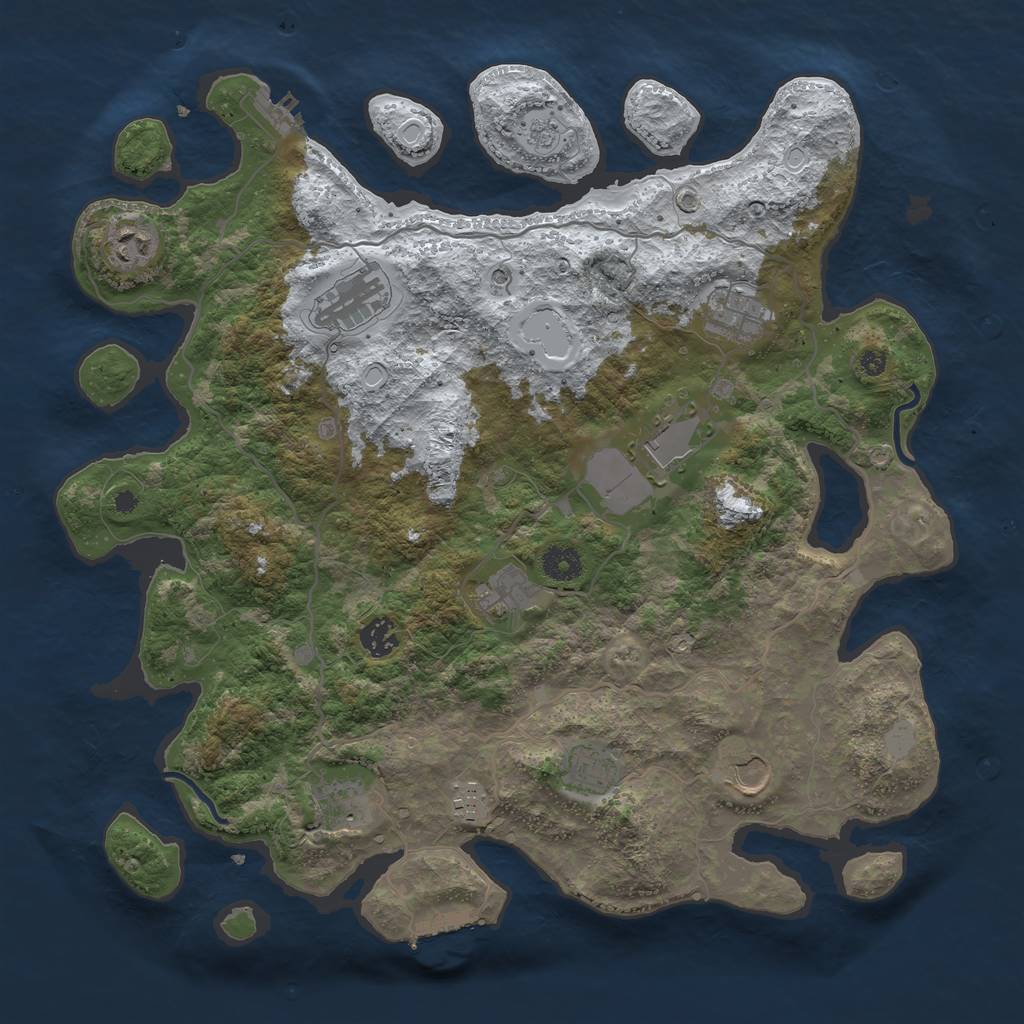 Rust Map: Procedural Map, Size: 4000, Seed: 927857, 19 Monuments