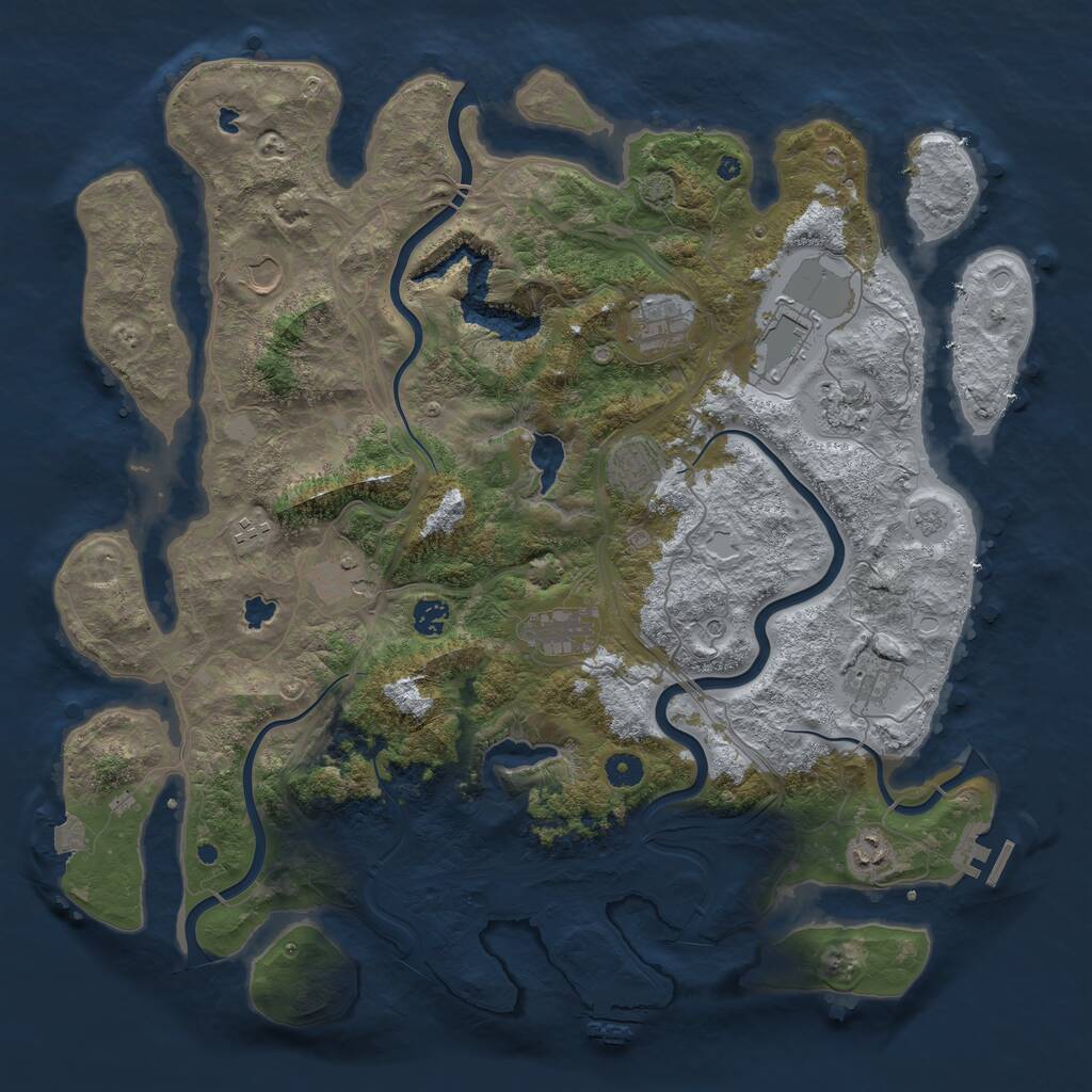Rust Map: Procedural Map, Size: 4500, Seed: 799644309, 17 Monuments