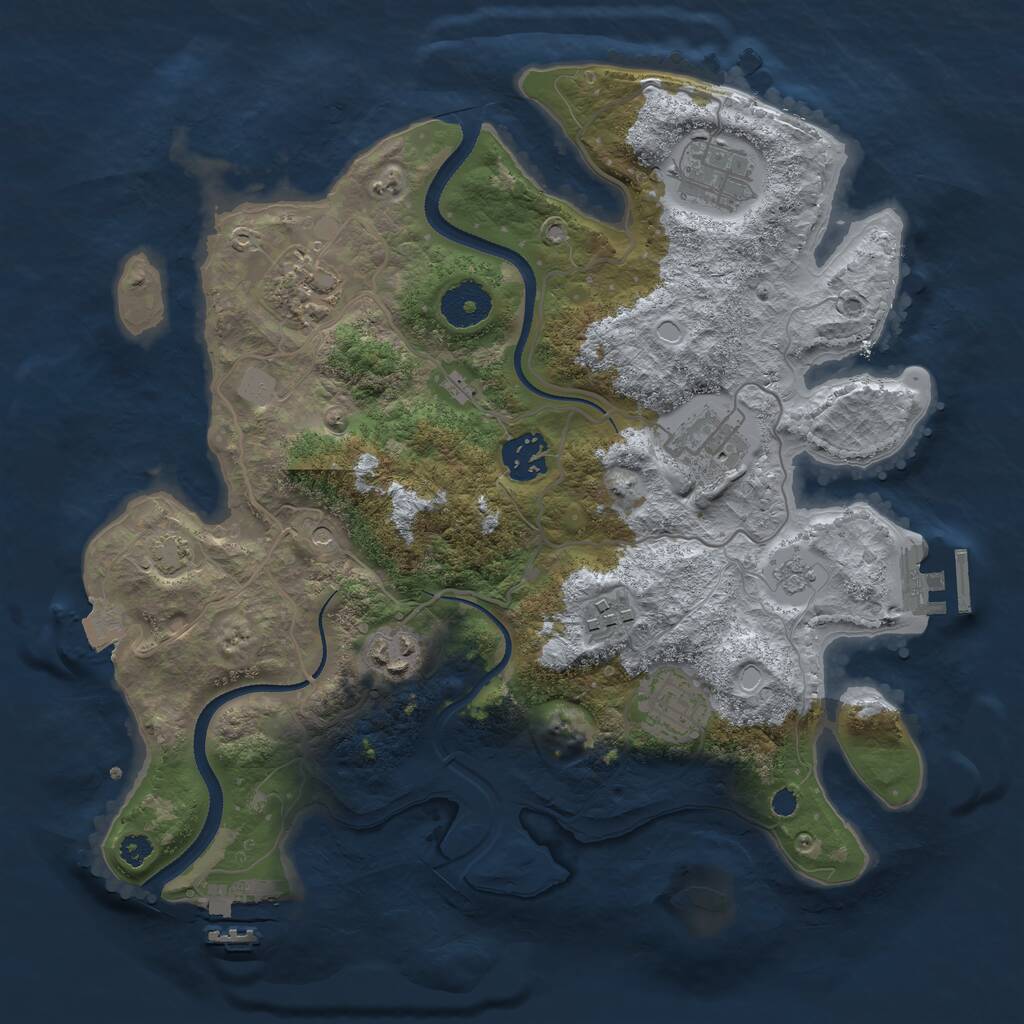Rust Map: Procedural Map, Size: 3250, Seed: 267223921, 13 Monuments