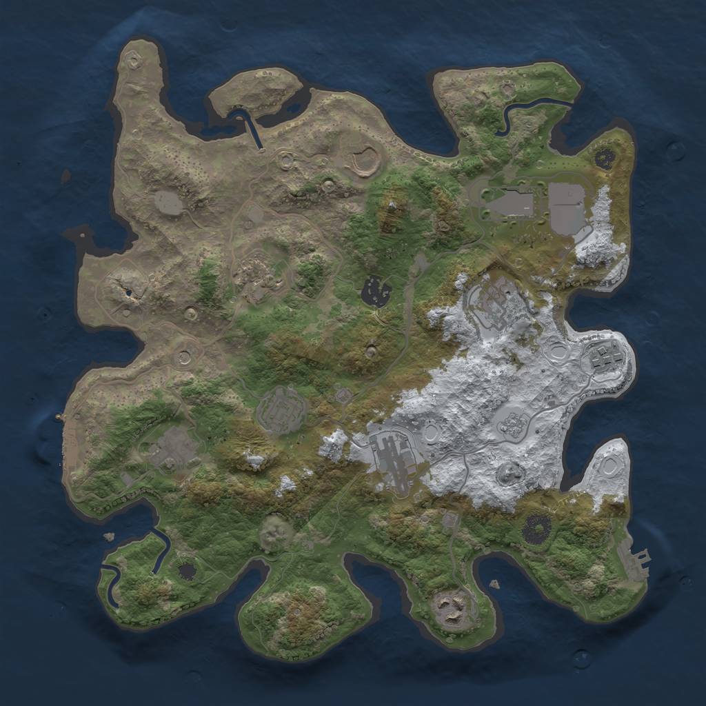 Rust Map: Procedural Map, Size: 3500, Seed: 1254367084, 19 Monuments