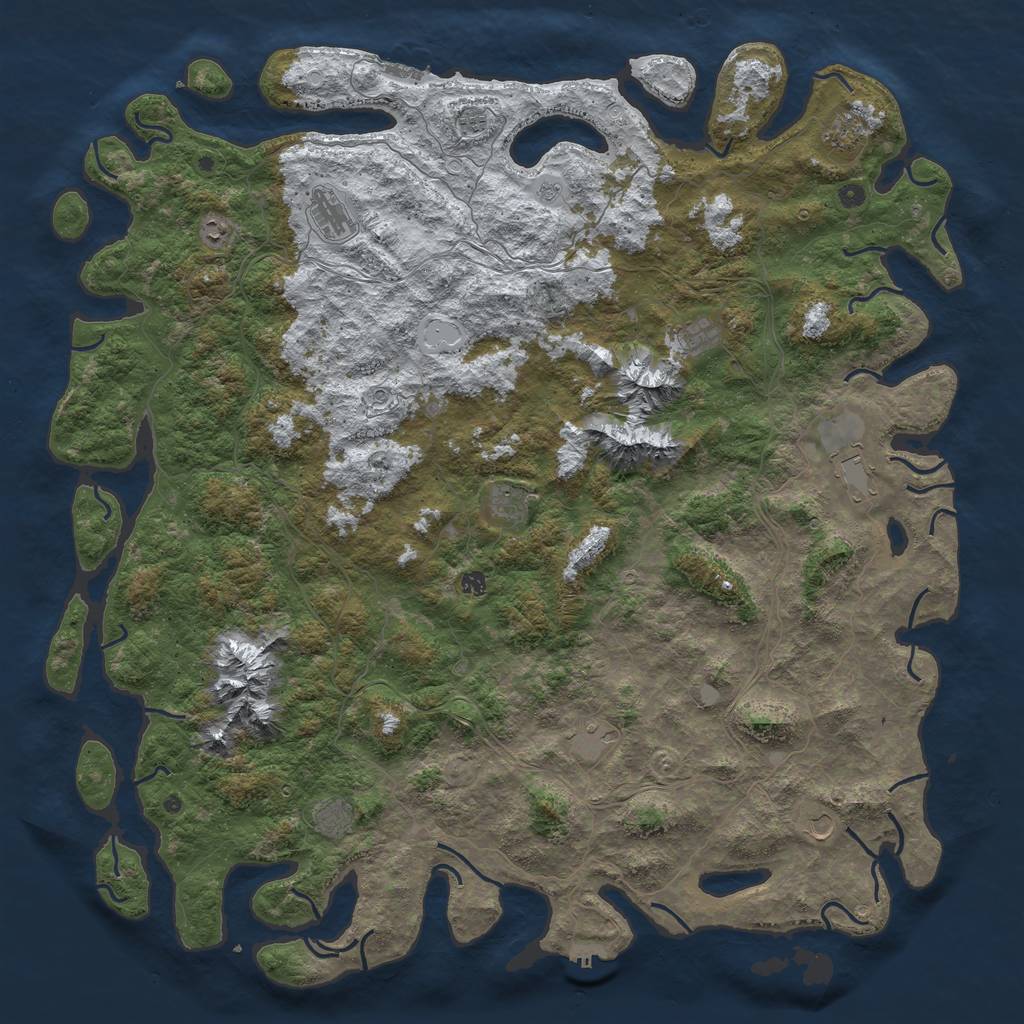 Rust Map: Procedural Map, Size: 6000, Seed: 2074765354, 20 Monuments