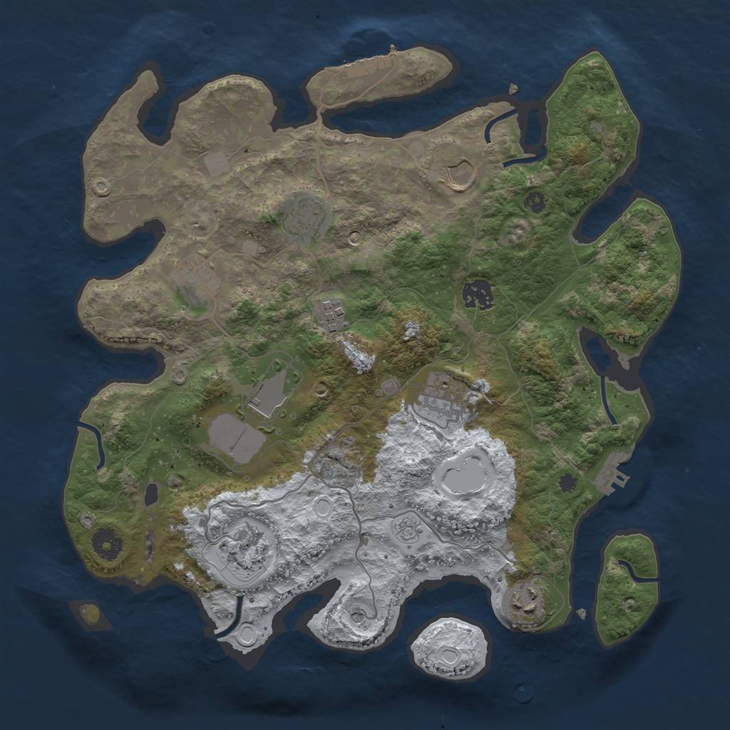 Rust Map: Procedural Map, Size: 3500, Seed: 151651308, 18 Monuments