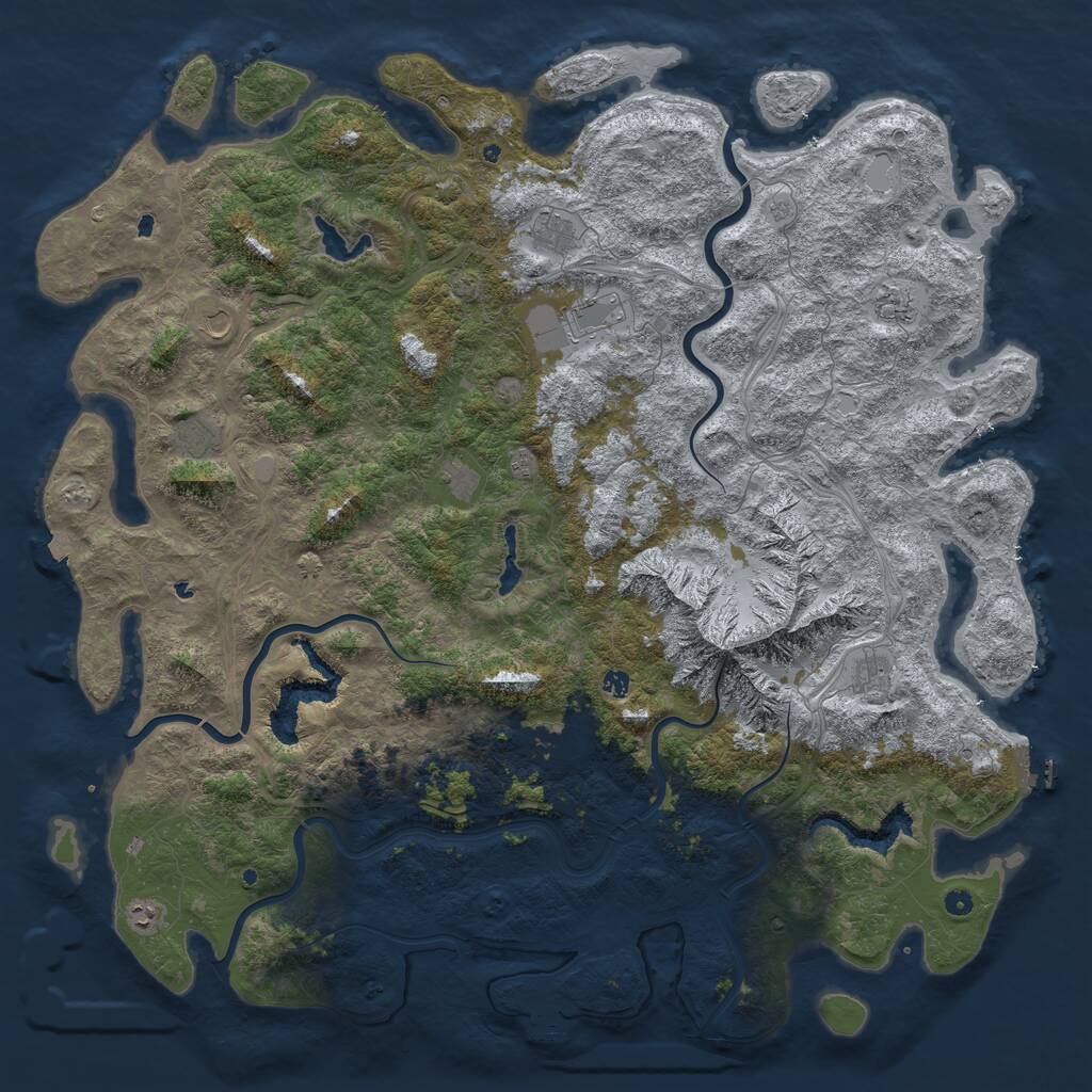 Rust Map: Procedural Map, Size: 6000, Seed: 1461892244, 17 Monuments
