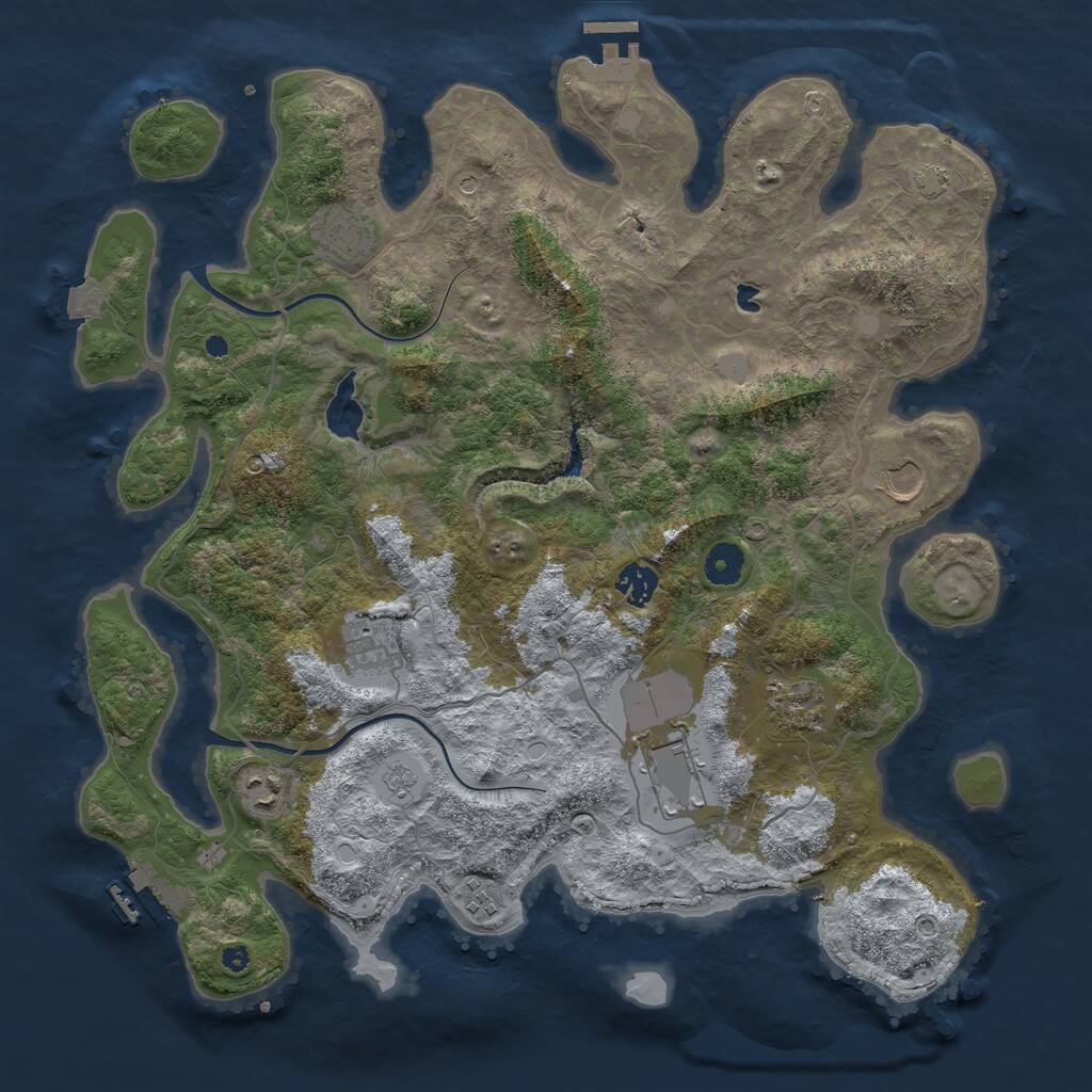 Rust Map: Procedural Map, Size: 4000, Seed: 6142, 14 Monuments