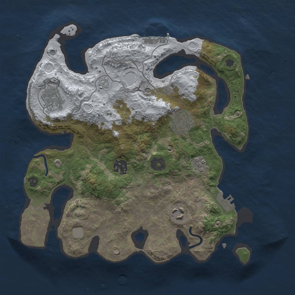 Rust Map: Procedural Map, Size: 3000, Seed: 12438, 14 Monuments