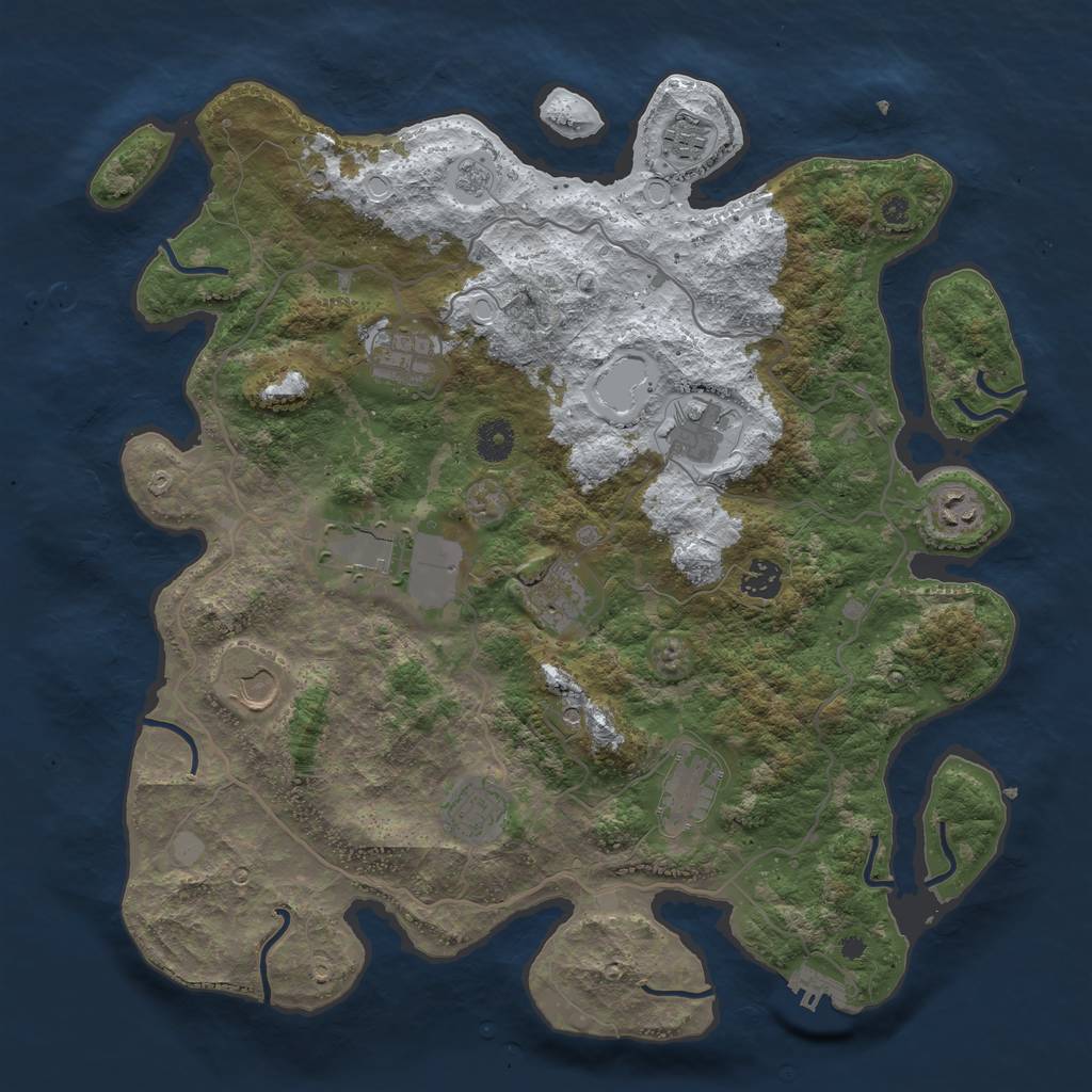 Rust Map: Procedural Map, Size: 4000, Seed: 678252, 18 Monuments