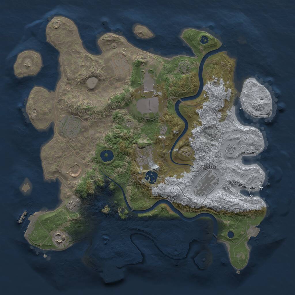 Rust Map: Procedural Map, Size: 3500, Seed: 21916694, 15 Monuments