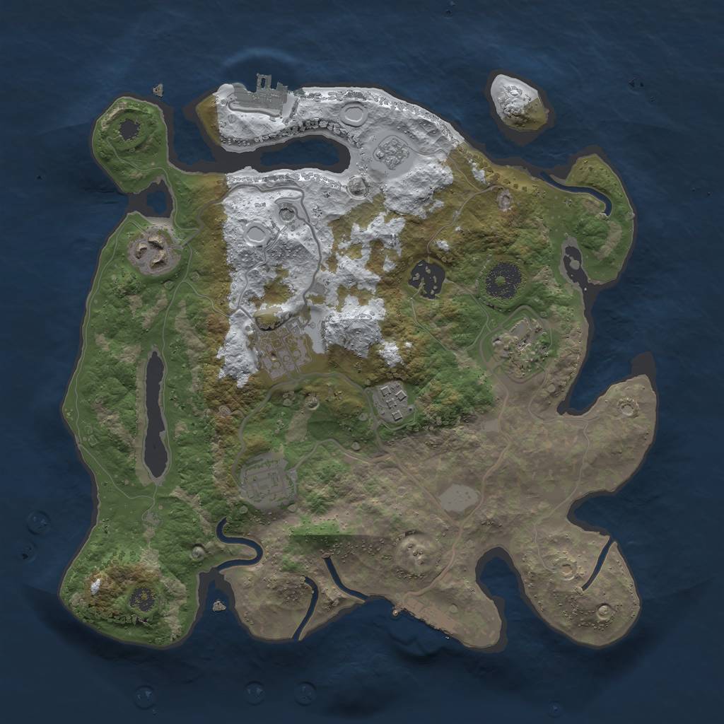 Rust Map: Procedural Map, Size: 3000, Seed: 1360520484, 15 Monuments