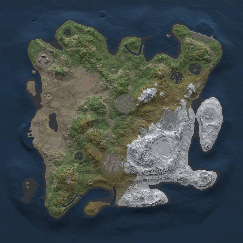 Rust Map: Procedural Map, Size: 3000, Seed: 46831589, 14 Monuments