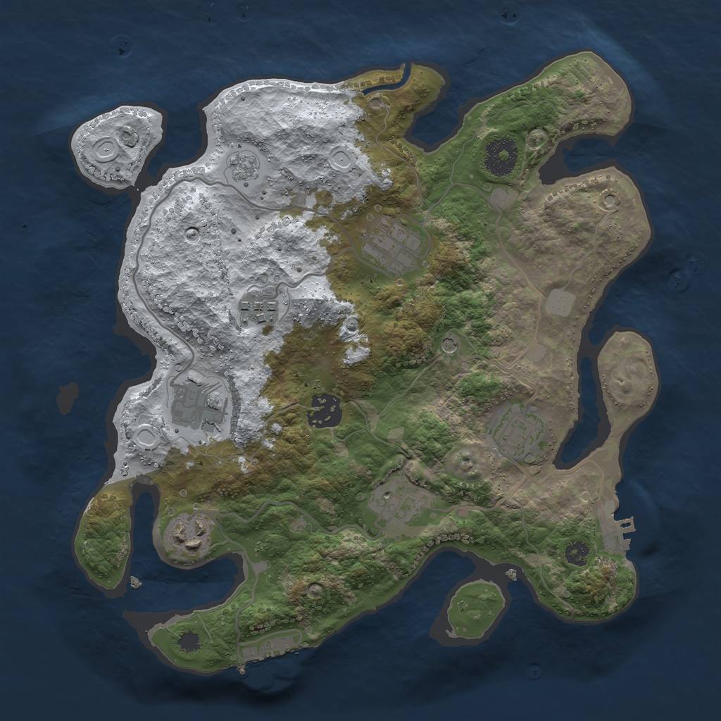 Rust Map: Procedural Map, Size: 3000, Seed: 4654, 16 Monuments