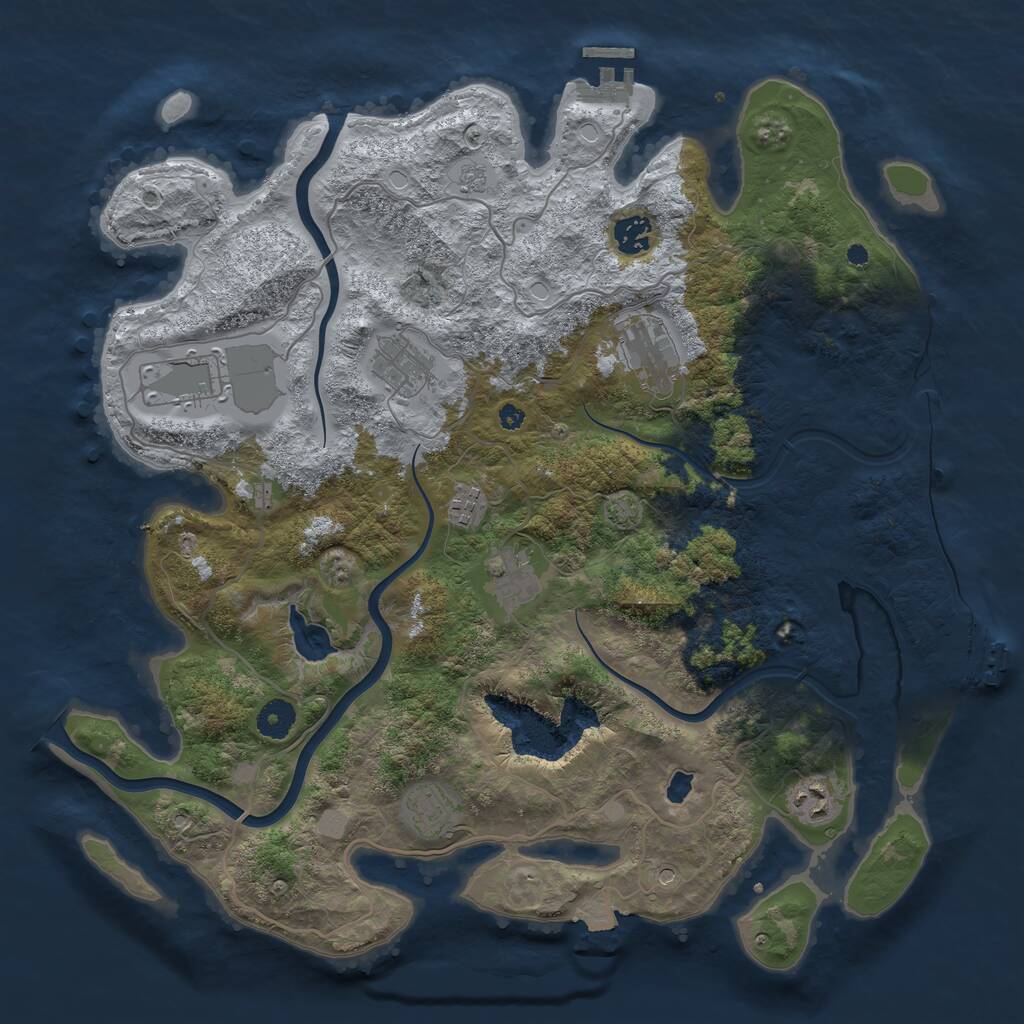 Rust Map: Procedural Map, Size: 4000, Seed: 69074, 14 Monuments