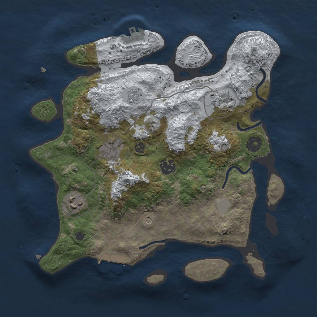 Rust Map: Procedural Map, Size: 3000, Seed: 2092192794, 13 Monuments