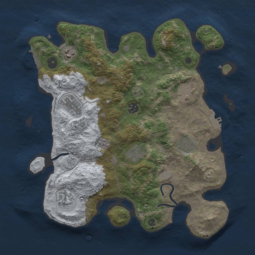 Rust Map: Procedural Map, Size: 3497, Seed: 100, 17 Monuments