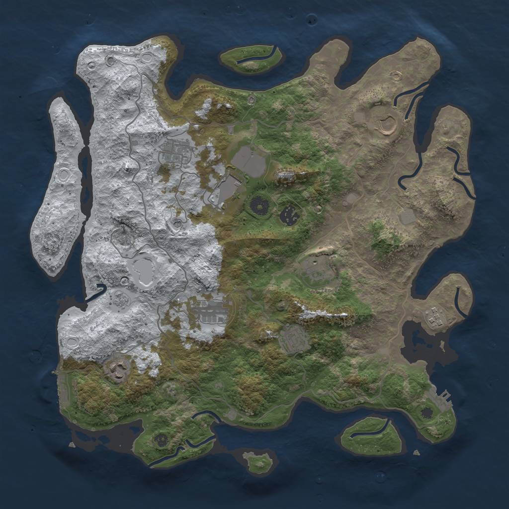 Rust Map: Procedural Map, Size: 4000, Seed: 1050378200, 18 Monuments