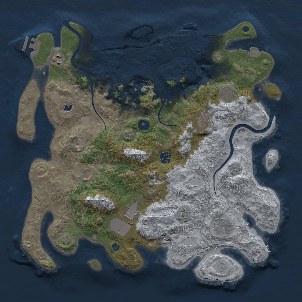 Rust Map: Procedural Map, Size: 4000, Seed: 822050, 15 Monuments