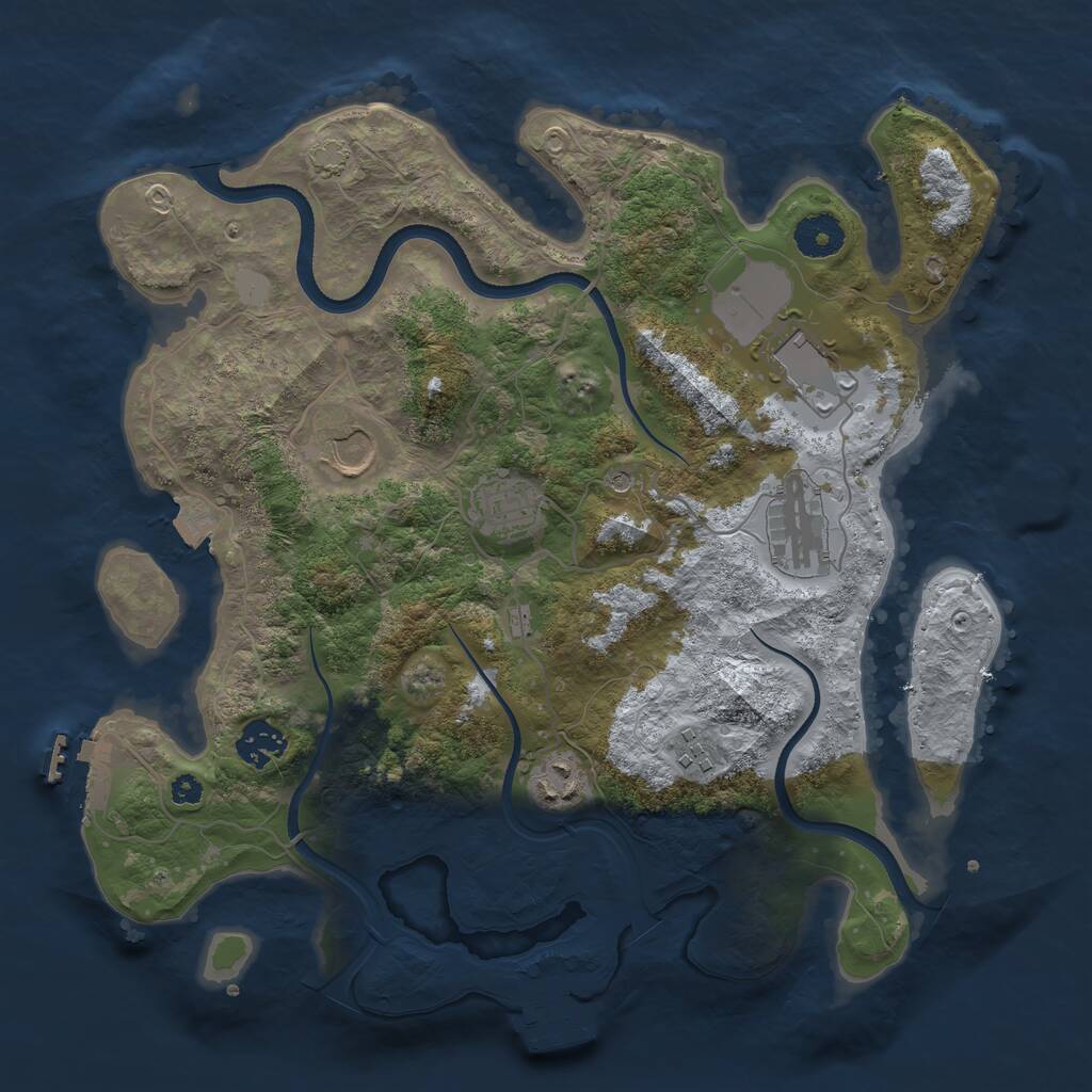 Rust Map: Procedural Map, Size: 3500, Seed: 719812239, 12 Monuments