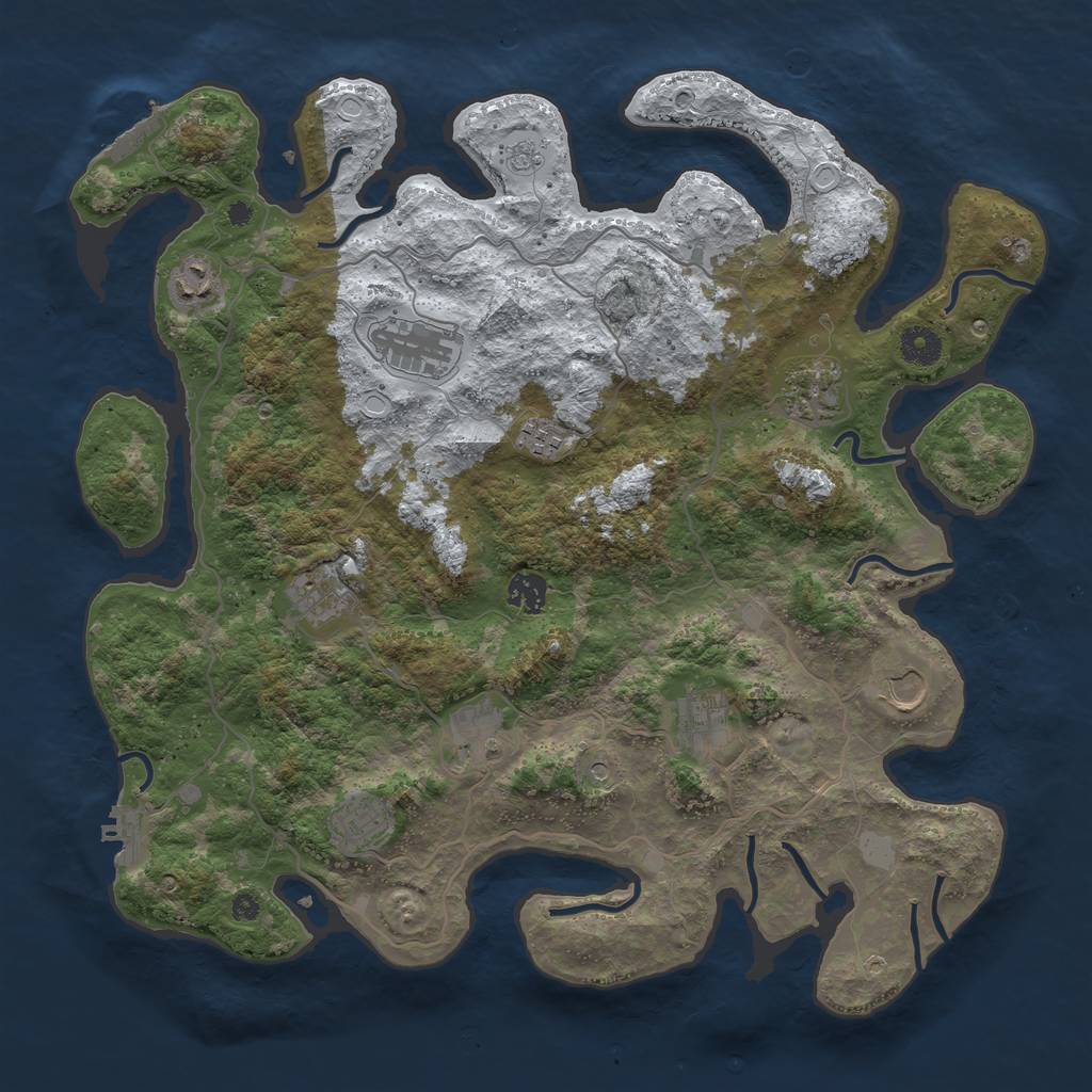 Rust Map: Procedural Map, Size: 4000, Seed: 928821, 19 Monuments