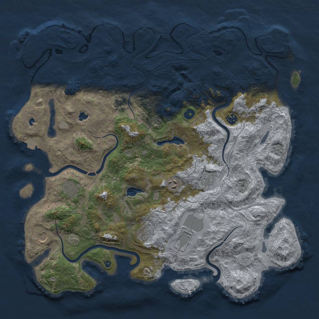 Rust Map: Procedural Map, Size: 4500, Seed: 2061247351, 14 Monuments