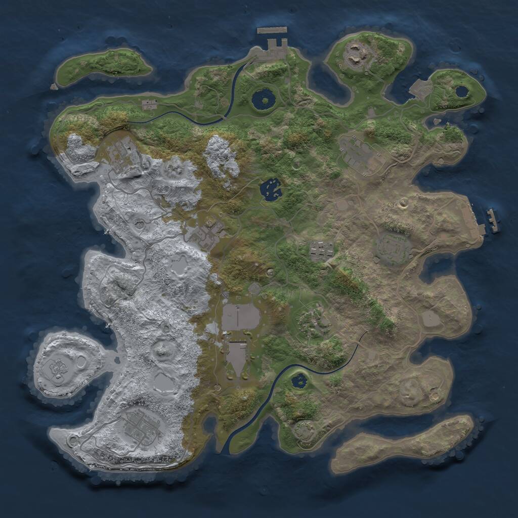 Rust Map: Procedural Map, Size: 3500, Seed: 99671217, 16 Monuments